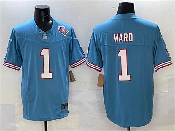 Men%27s Tennessee Titans #1 Cameron Ward Blue 2025 Draft F.U.S.E. 1997 Throwback Patch Vapor Limited Stitched Jersey->tennessee titans->NFL Jersey